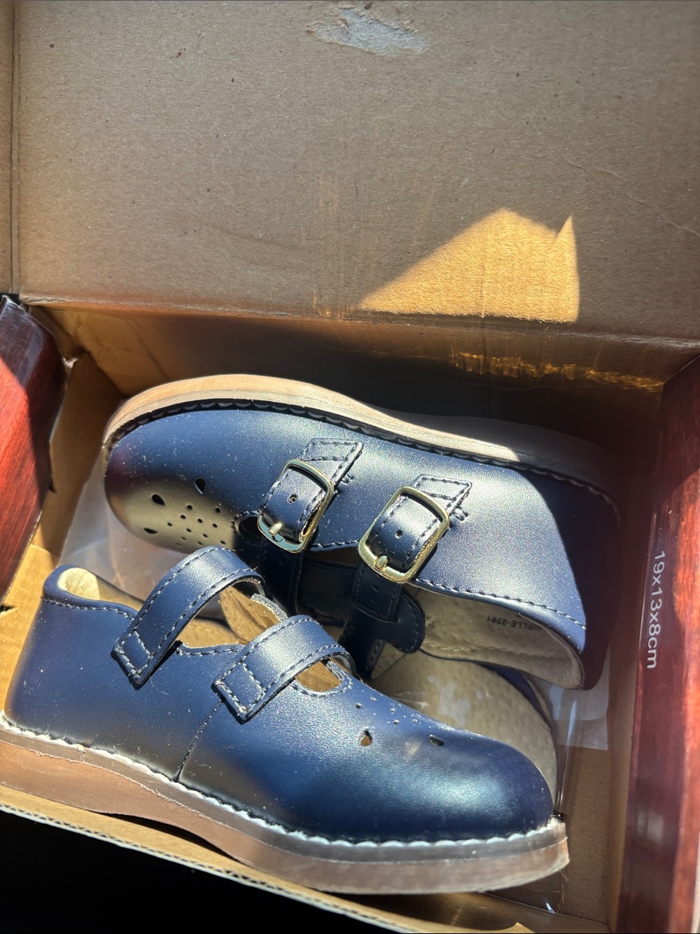 FootMates Navy Double-Buckle Mary Jane Kids Shoes